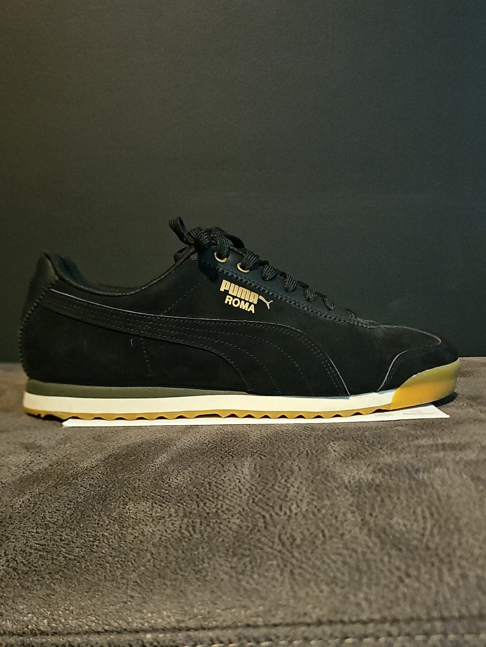 PUMA Roma Men's Black with Gold Accent Sneakers